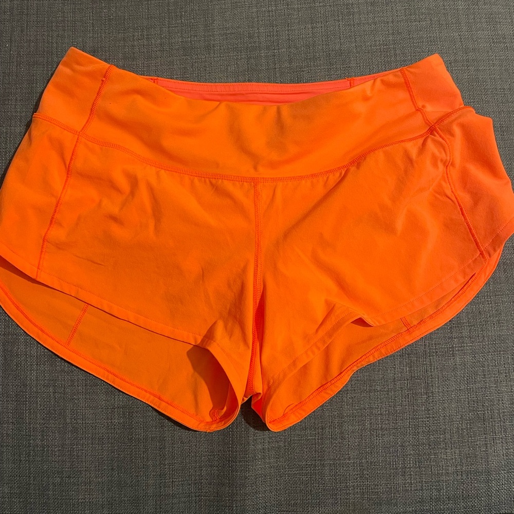 Lululemon Highlighter orange Speed-up shorts 2.5 inch